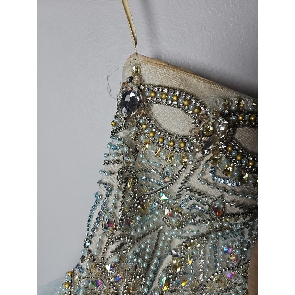 Glamour by Terani Couture Strapless Beaded Prom Pageant Dress Sz 0 W/Flaws - Picture 9 of 16